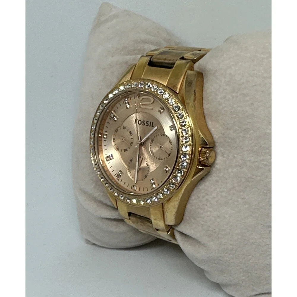 Fossil Riley ES2811 Women's Gold Stainless Steel Analog Dial Quartz Watch HME520